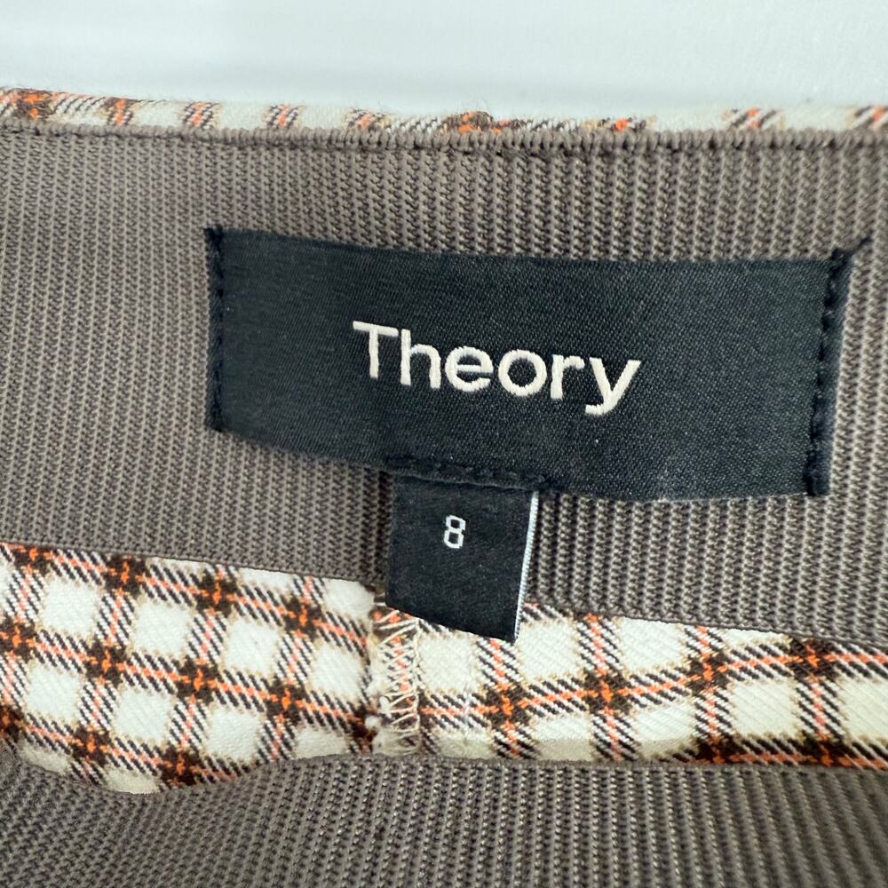 Theory Skinny Legging Grid Stretch Pant Women's Size 8 Cotton Flat Front Plaid - Picture 7 of 9